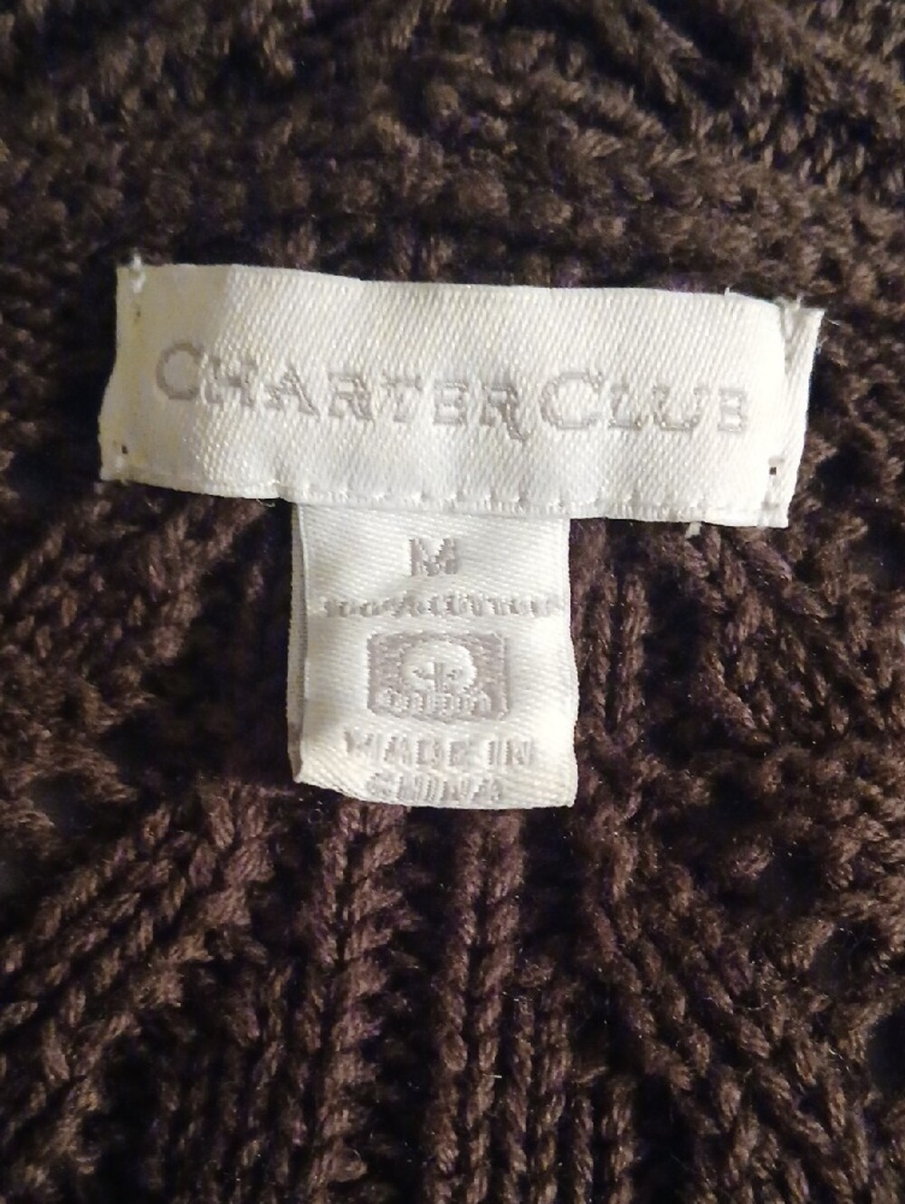 Charter Club Brown Cable-Knit Shawl Collar Cardigan - Picture 3 of 10